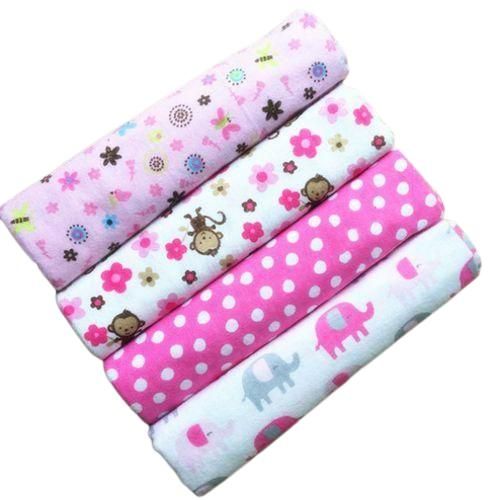 CLEARANCE OFFER 4 Pack Baby Flannels – Soft Cotton (Assorted Prints & Colours)