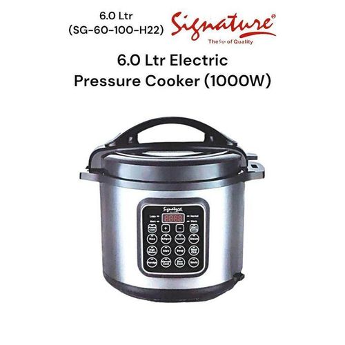 CLEARANCE OFFER Signature Electric Pressure Cooker, Slow Rice Cooker, Steamer, Sauté, Stainless Steel nonstick pot, 6L, 1000Watts