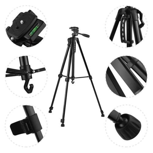 3366 Aluminum Tripod (55-Inch), Universal Lightweight Tripod with Mobile Phone Holder Mount & Carry Bag for All Smart Phones, Gopro, Cameras 1.4m