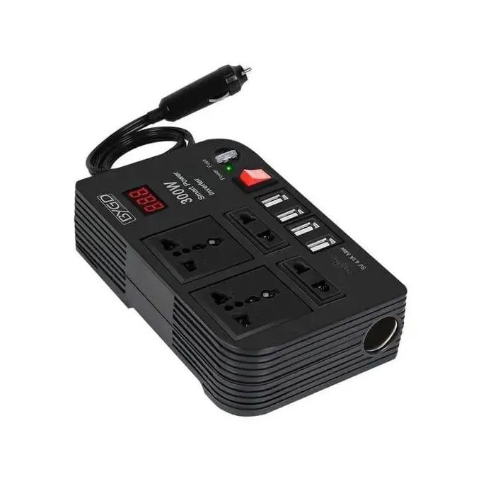 300W Car Inverter Dc to Ac 12V to 220V With 4 Ac ports, 4 USB outlets