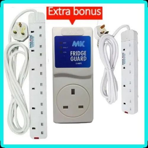 Power King 6 Way Power Extension Cable+ 4-Way Extension+FRIDGE GUARD ;-It Comes with a 8 Ft (3mts) cable, making it long enough for home,office or school.‎‎‎Made of heat resistant hard ABS plastic ma