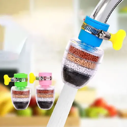 Six layer precision filtration, splash proof water filtration device, household kitchen well water shower faucet, water purification multifunctional water-saving nozzle