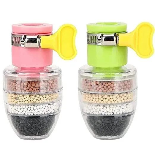 2 Pcs Kitchen household tap water-saving sprinkler head six-layer water purification anti-splash shower head Faucet Filter Tap Water Purifier Home Activated Carbon Multi-layer Water Filter