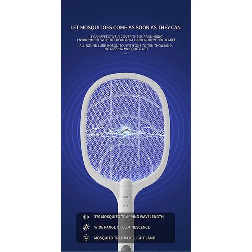 Electric Mosquito Swatter Stand Swatter Manual+ Automatic Blue Light USB Racket.