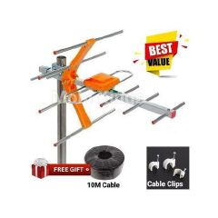 Digital TV Aerial Plus 10mtr Cable Free Cable Clips