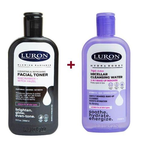 Luron Triple action Micellar cleansing water/3in1 makeup remover+ FREE Facial toner for all skin types