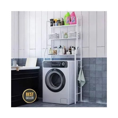 3-Tier Laundry Room Shelf Over Washing Machine Storage Utility Rack, Above Toilet Washer Dryer Stand Storage, Adjustable Bathroom68 (L) X 25 (W) X 152 (H) CM MULTICOLOR