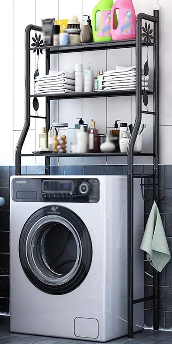 3-Tier Laundry Room Shelf Over Washing Machine Storage Utility Rack, Above Toilet Washer Dryer Stand Storage, Adjustable Bathroom68 (L) X 25 (W) X 152 (H) CM MULTICOLOR