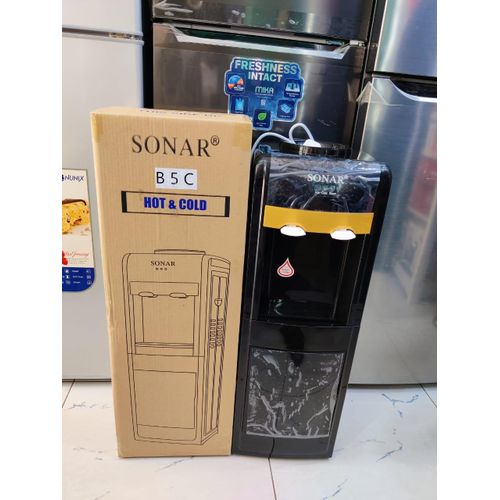 WATER DISPENSER. Sonar b5c hot and cold free standing water dispenser, Energy-efficient cooling system that saves power, Child safety lock on hot water tap for added protection.