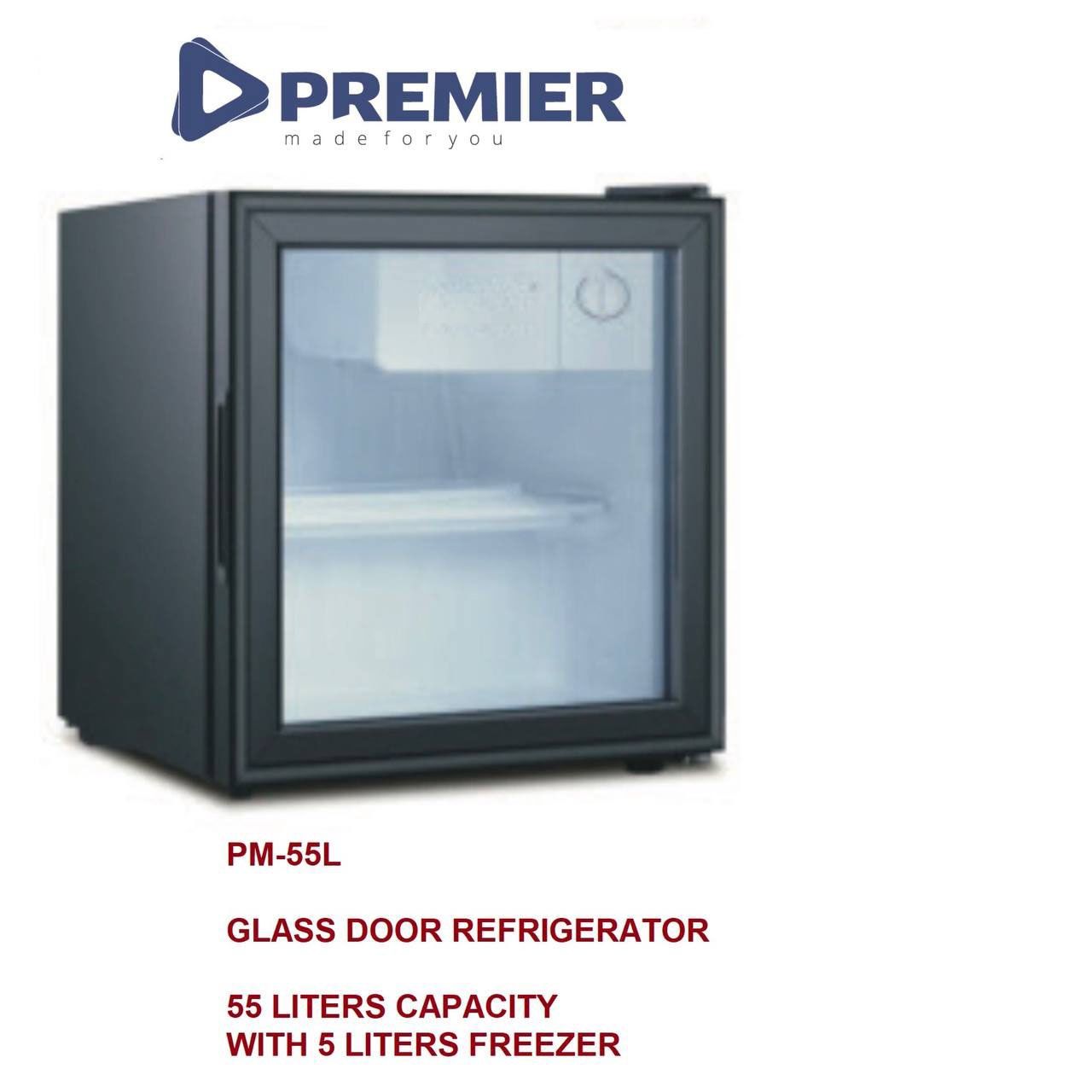 Premier PM-55L, 55L Glass Door Bar Fridge