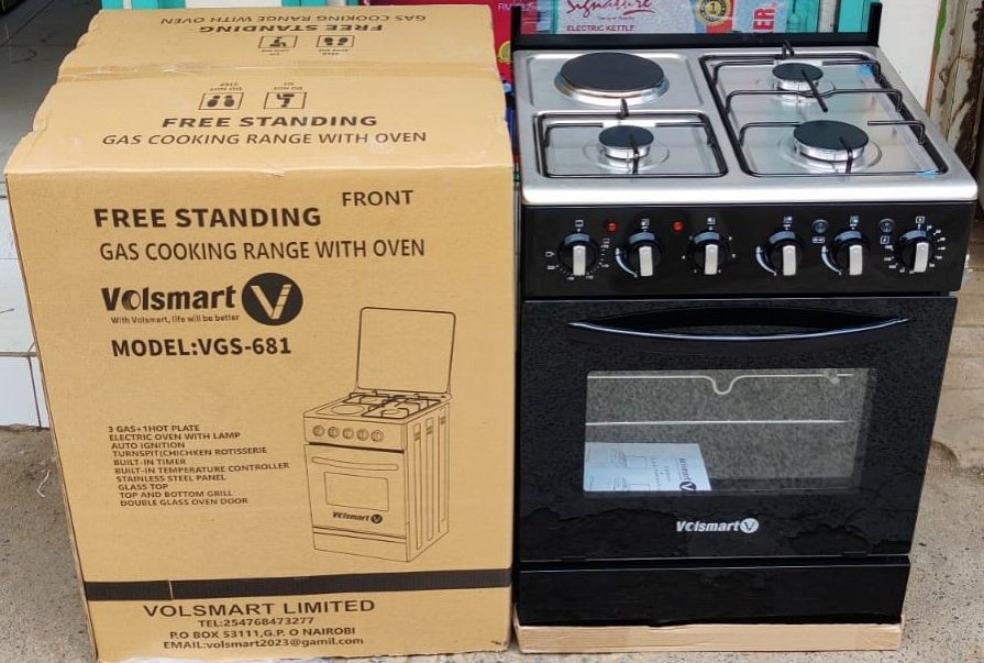 VOLSMART 60x60, 3 Gas Jet Pool Burners + 1 Rapid Plate Standing Cooker with Electric Oven