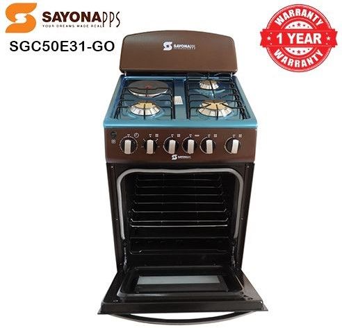 SAYONA SGC 50E31-GO, 50x50, 3 Gas+1 Hot Plate  Standing Gas Cooker With Gas Oven