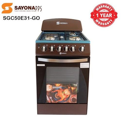 SAYONA SGC 50E31-GO, 50x50, 3 Gas+1 Hot Plate  Standing Gas Cooker With Gas Oven