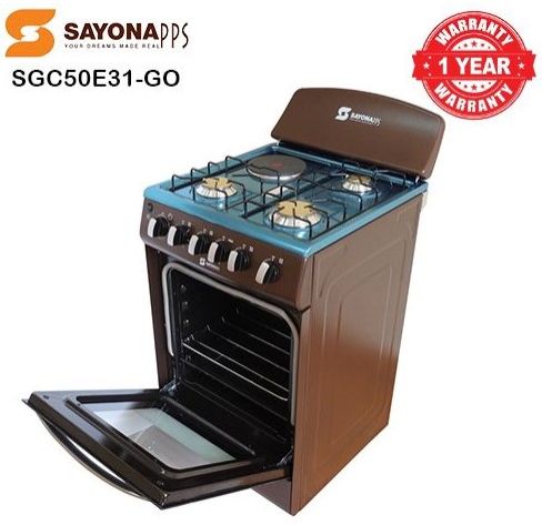 SAYONA SGC 50E31-GO, 50x50, 3 Gas+1 Hot Plate  Standing Gas Cooker With Gas Oven