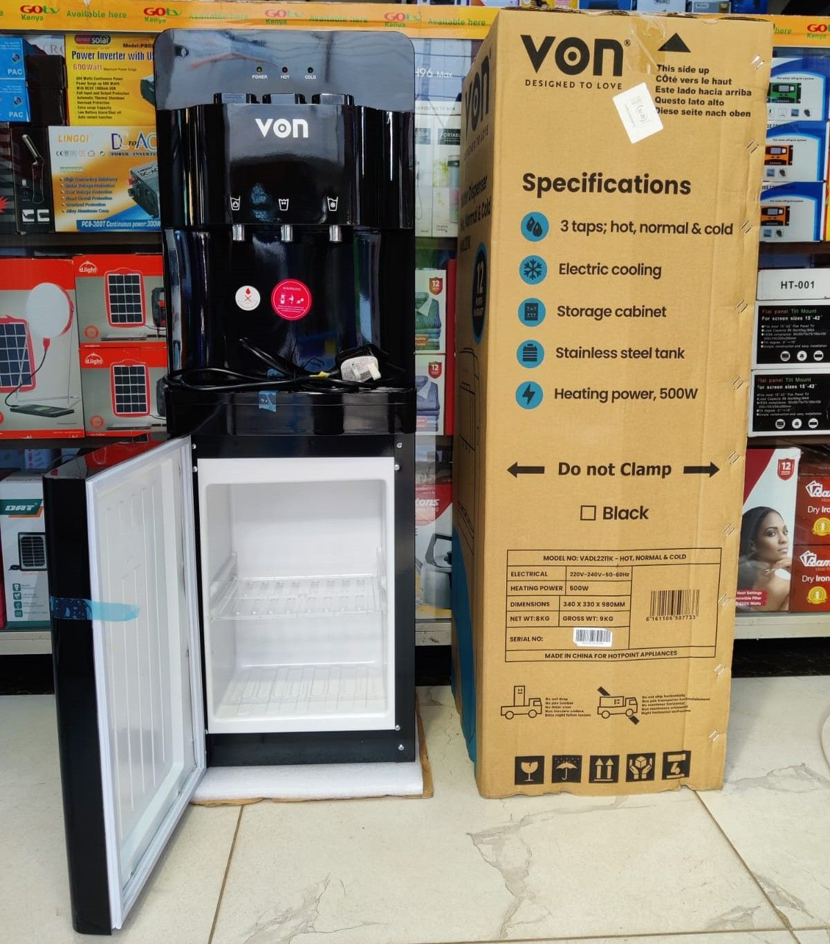 VON VADL2211K Hot, Normal & Cold Water Dispenser with Electric Cooling