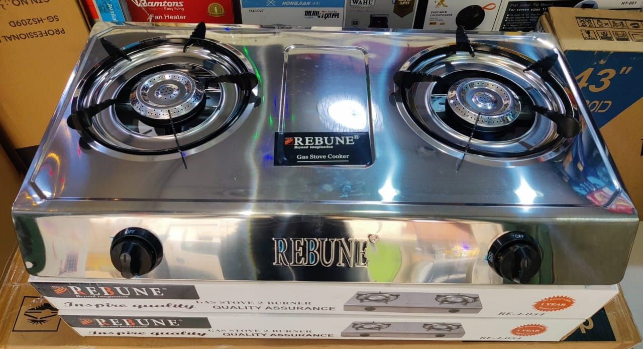 REBUNE Double Burner Cooktop - Stainless Steel