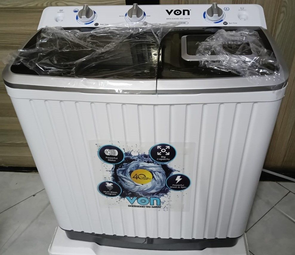 VON VWM-08AHK -  8KG Twin Tub Washing Machine (1YR WRTY)