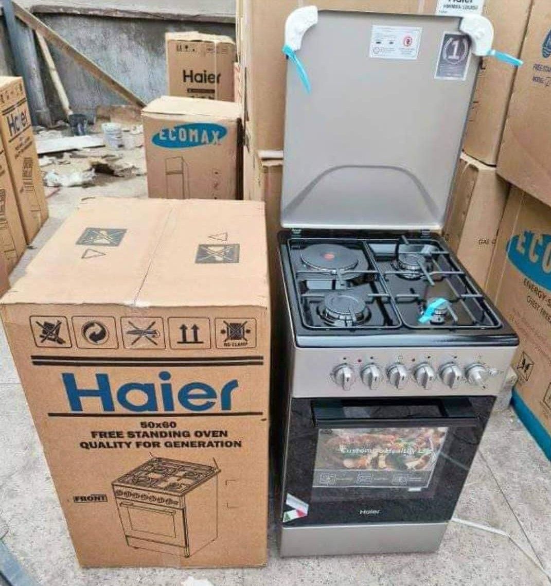 Haier 50*60, 3 Gas Jet Burners + 1 Rapid Plate Standing Cooker with Electric Oven