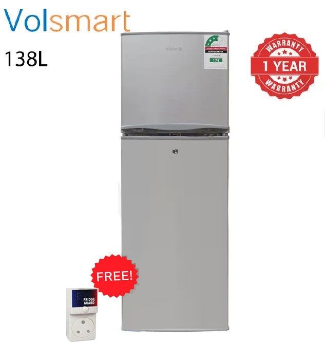 VOLSMART 138L Double Door Fridge, Silver + GIFTS