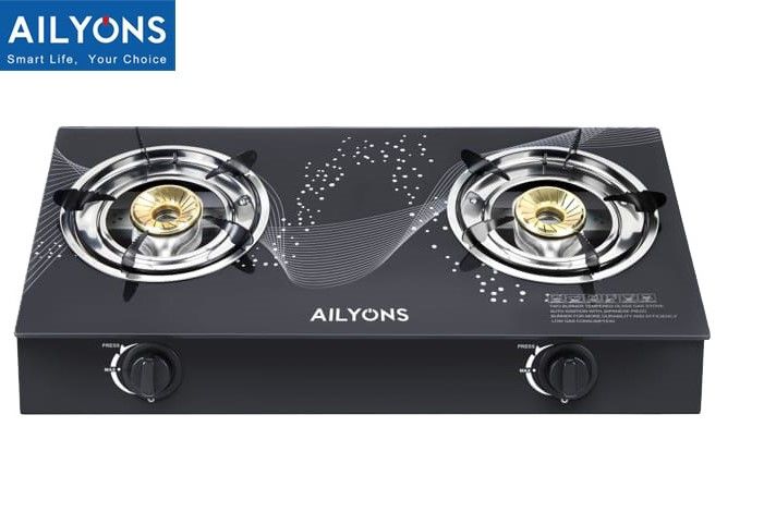AILYONS 2-Burner Glass Top Gas Cooker