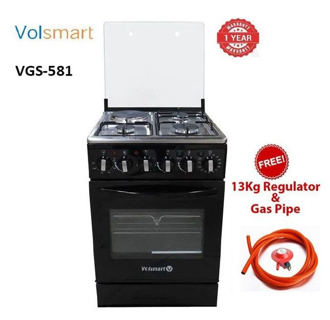 VOLSMART Cooker -  50*55, 3 Gas + 1 Hot Plate, Electric Oven, Rotisserie