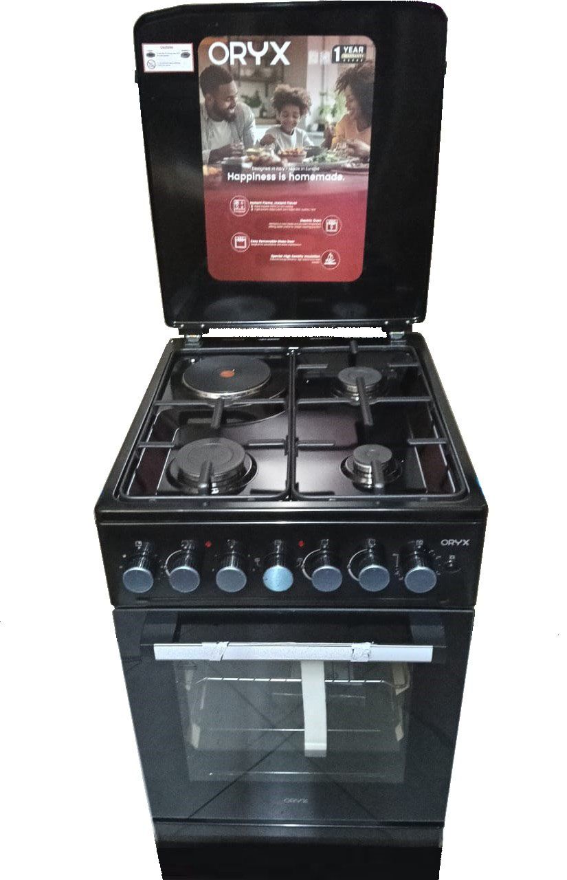 ORYX (Formerly MIKA) 50x60, 3 Gas +1 Hot Plate, Electric Oven Free Standing Gas Cooker