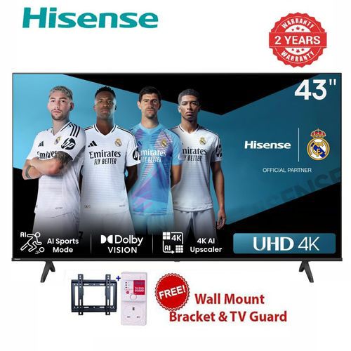 HISENSE 43 Inch, UHD 4K, A6 Series,  Bluetooth, Dolby Audio Smart TV