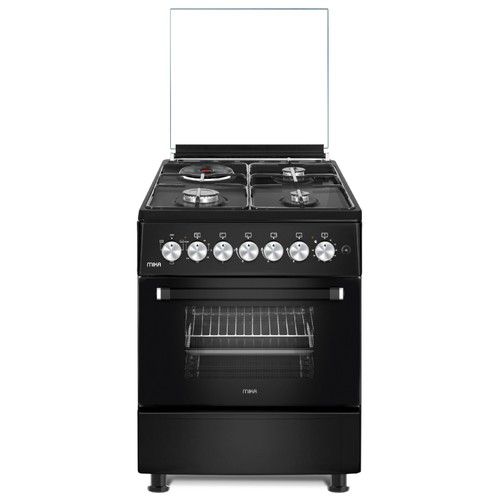 SUPA SALE!! MIKA MST58U31E3BLEM Cooker - 58*58, 3 Gas Jet Burners + 1 Hot Plate, Electric Oven, Black