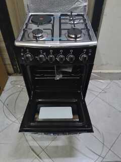 ECOMAX 50cm x 55cm, 3 Gas + 1 RAPID Hot Plate, Electric Oven & Rotisserie Free Standing Cooker