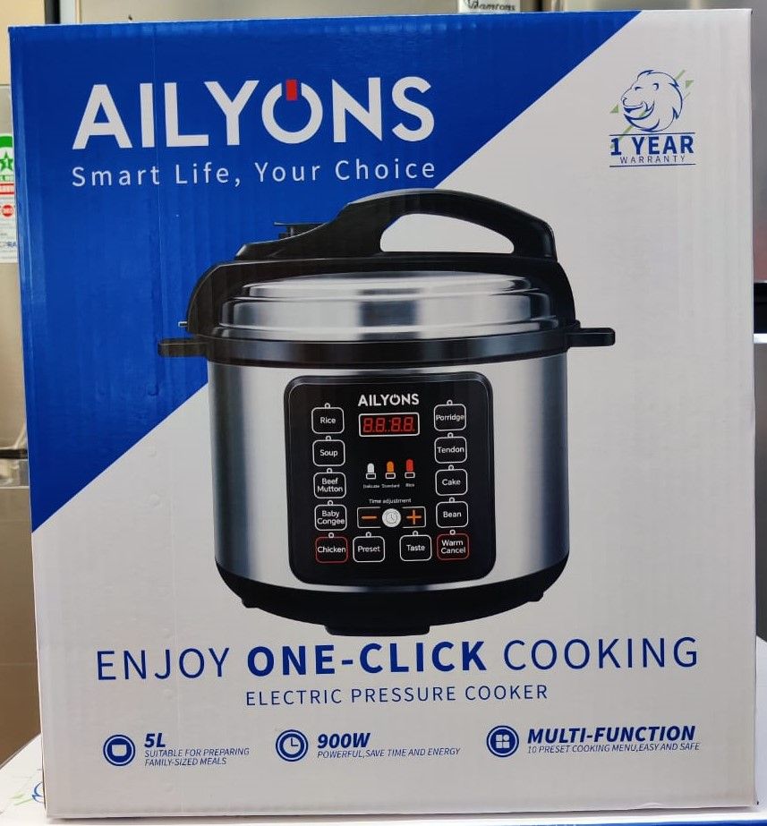 AILYONS LS-A1-5L, 1000Watts Electric Pressure Cooker - 5L