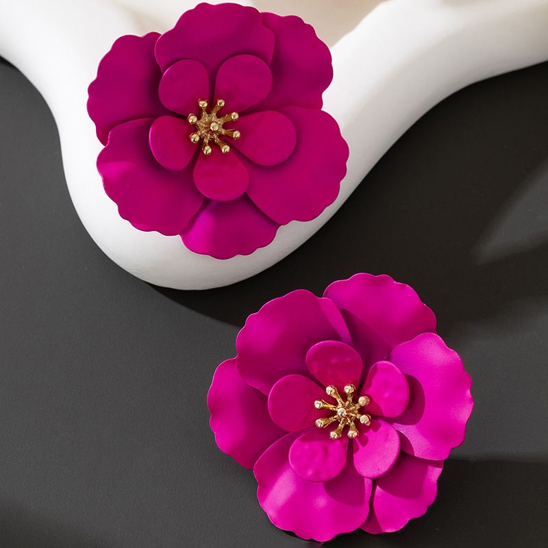 Exaggerated Temperament Dopamine Flower Earrings Simple Personality Geometric Earrings Accessories For Women