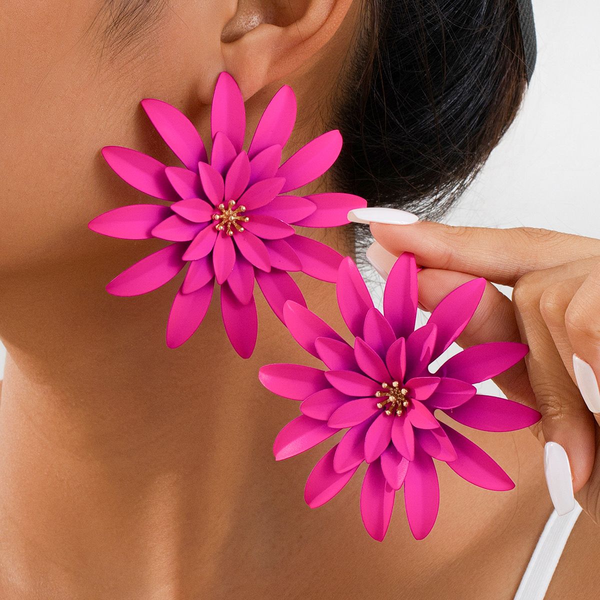 Exaggerated Temperament Dopamine Flower Earrings Simple Personality Geometric Earrings Accessories For Women