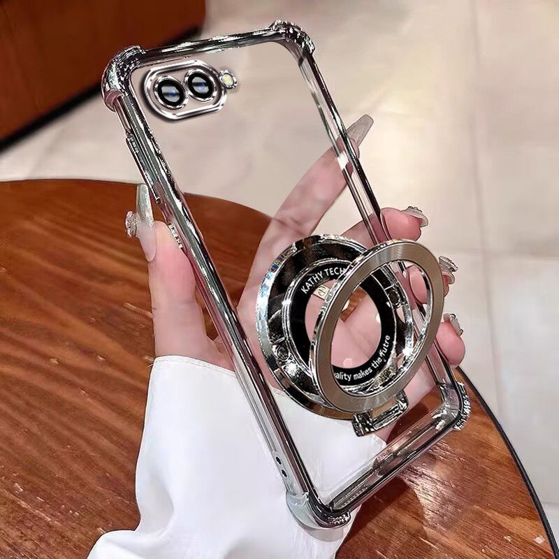 Transparent Soft Case for OPPO A3s A5 Fall Prevention Magnetic Kickstand Luxury  Phone Case Protective Cover
