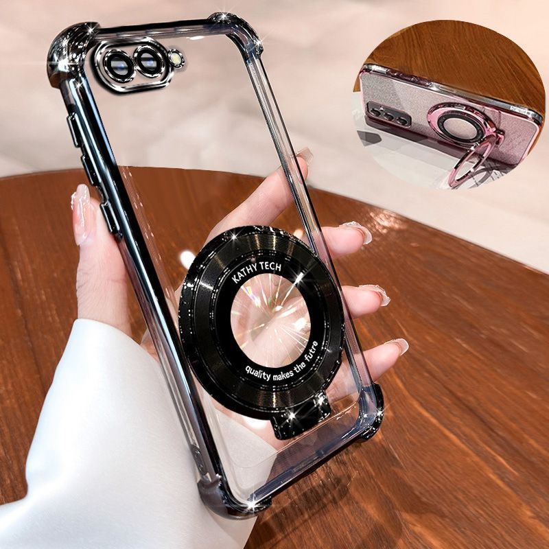 Transparent Soft Case for OPPO A3s A5 Fall Prevention Magnetic Kickstand Luxury  Phone Case Protective Cover