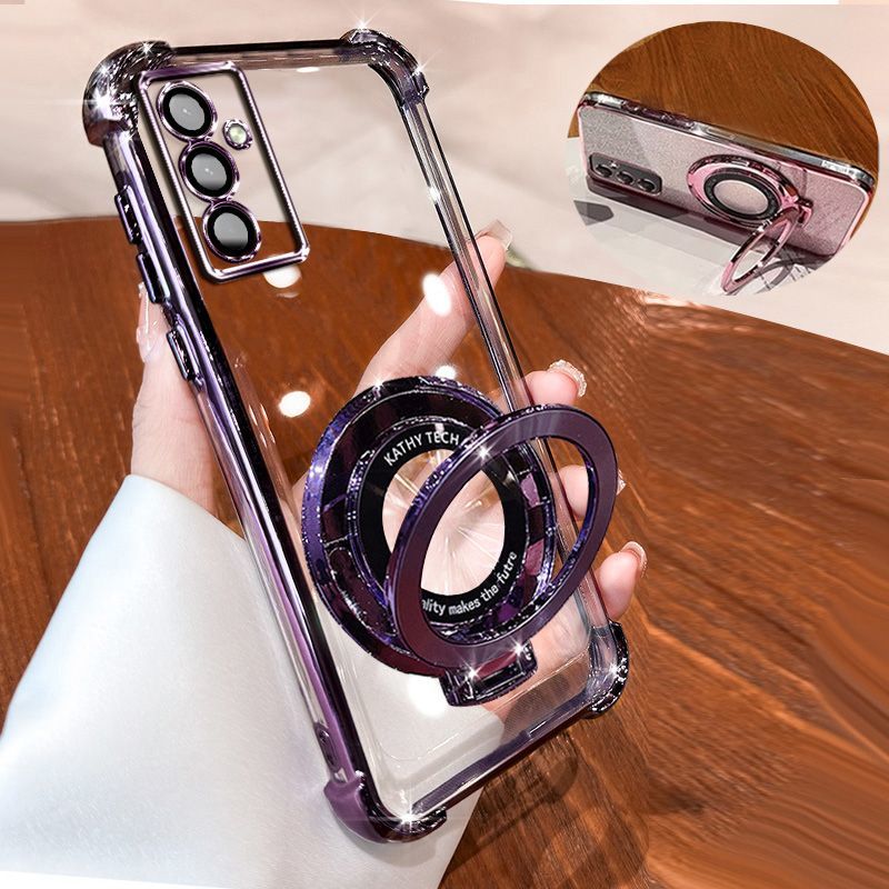 Transparent Soft Case for Samsung Galaxy A56 A36 A26 A16 A55 A35 A25 A15 A05s A54 A34 A24 A14 Fall Prevention Magnetic Kickstand Luxury Phone Case Protective Cover