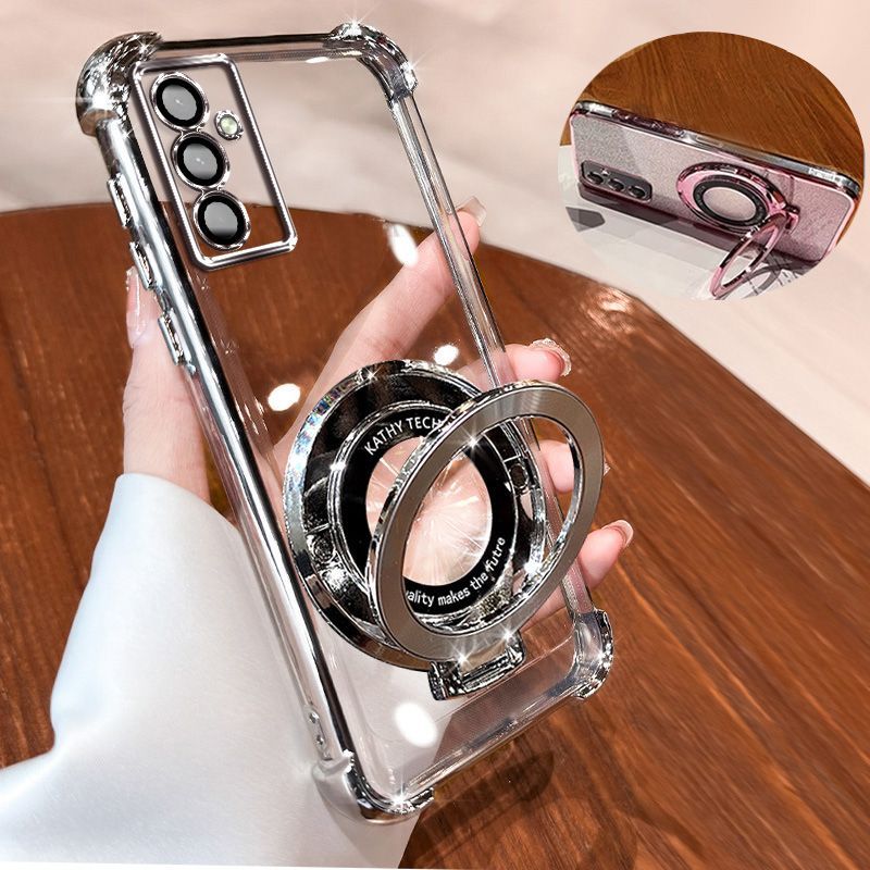 Transparent Soft Case for Samsung Galaxy A56 A36 A26 A16 A55 A35 A25 A15 A05s A54 A34 A24 A14 Fall Prevention Magnetic Kickstand Luxury Phone Case Protective Cover