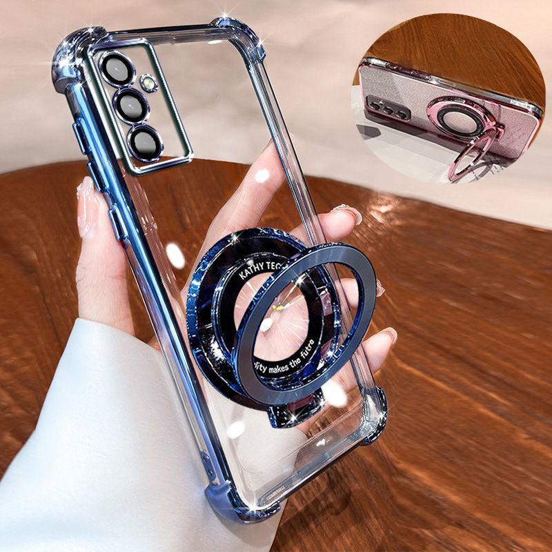 Transparent Soft Case for Samsung Galaxy A56 A36 A26 A16 A55 A35 A25 A15 A05s A54 A34 A24 A14 Fall Prevention Magnetic Kickstand Luxury Phone Case Protective Cover