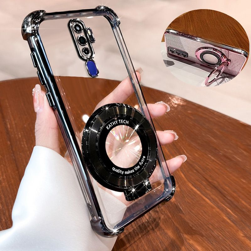 Transparent Soft Case for OPPO A9 2020 Fall Prevention Magnetic Kickstand Luxury Phone Case Protective Cover for OPPO A5 2020