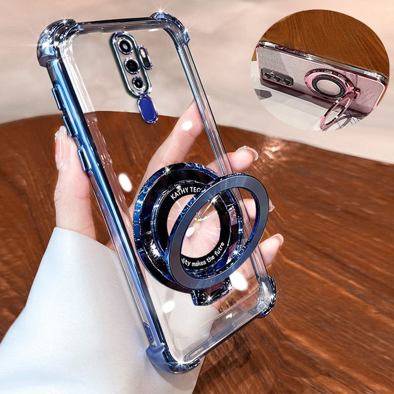 Transparent Soft Case for OPPO A9 2020 Fall Prevention Magnetic Kickstand Luxury Phone Case Protective Cover for OPPO A5 2020