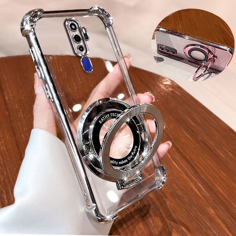 Transparent Soft Case for OPPO A9 2020 Fall Prevention Magnetic Kickstand Luxury Phone Case Protective Cover for OPPO A5 2020