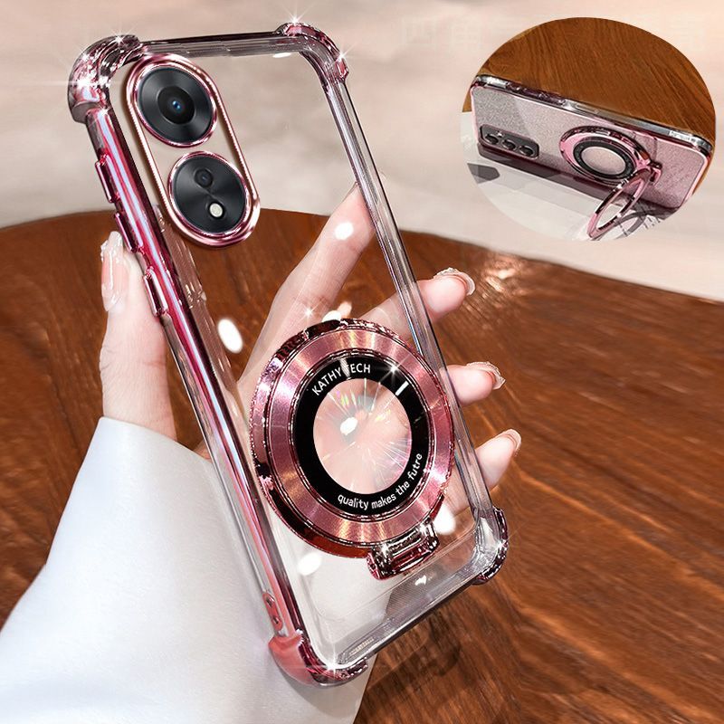 Transparent Soft Case for OPPO A98 5G Fall Prevention Magnetic Kickstand Luxury Phone Case Protective Cover for OPPO A98 5G