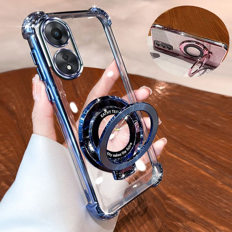 Transparent Soft Case for OPPO A98 5G Fall Prevention Magnetic Kickstand Luxury Phone Case Protective Cover for OPPO A98 5G