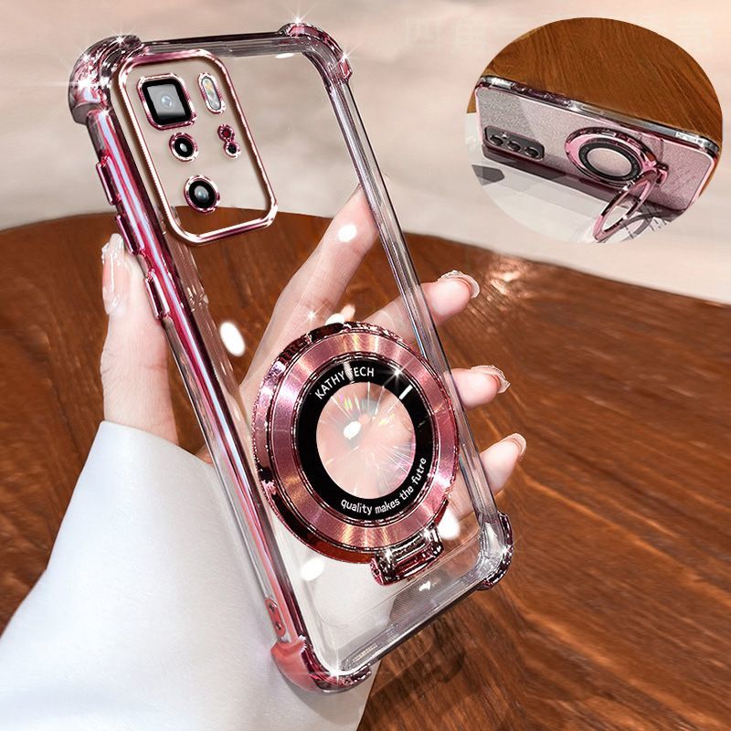 Transparent Soft Case for Xiaomi Poco X3 GT Fall Prevention Magnetic Kickstand Luxury Phone Case Protective Cover for Xiaomi Redmi Note 10 Pro 5G