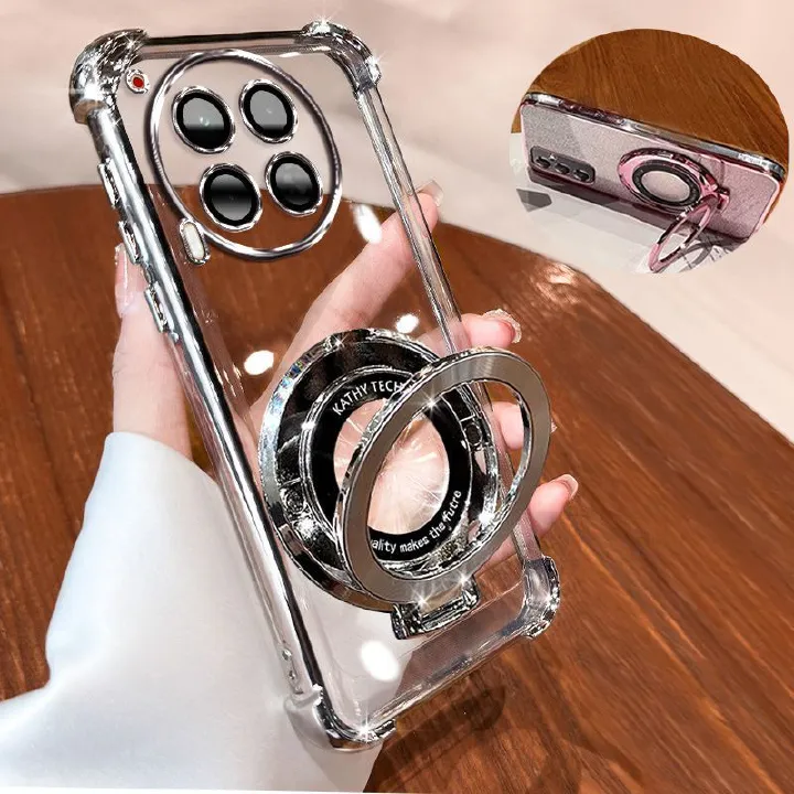 Transparent Soft Case for Tecno Camon 30 4G Fall Prevention Magnetic Kickstand Luxury Phone Case Protective Cover for Tecno Camon 30 5G