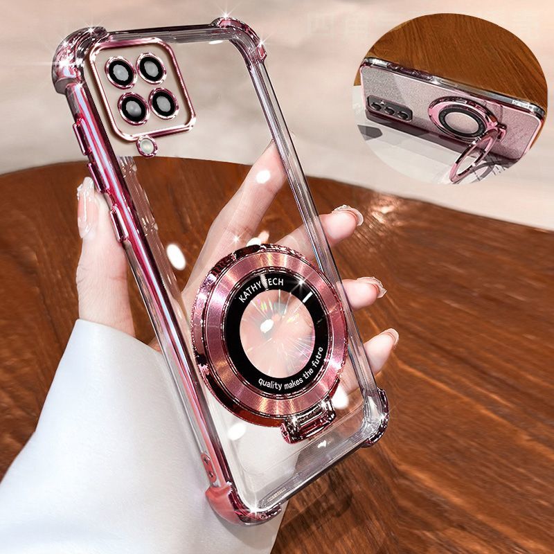 Transparent Soft Case for Samsung Galaxy A12 Fall Prevention Magnetic Kickstand Luxury Phone Case Protective Cover for Samsung Galaxy A12