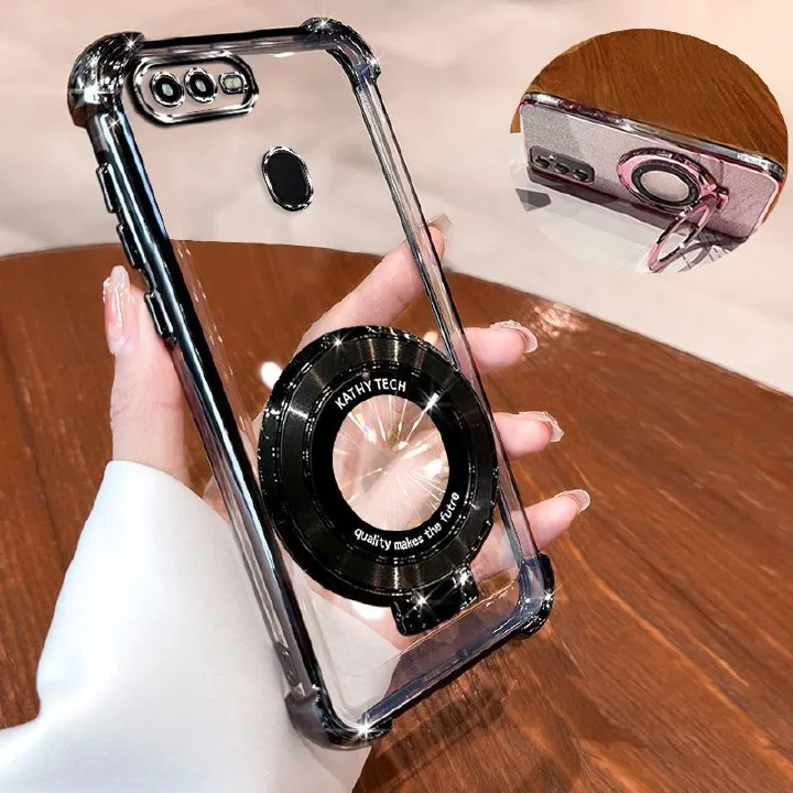 Transparent Soft Case for OPPO A7 A5s Fall Prevention Magnetic Kickstand Luxury Phone Case Protective Cover for OPPO A12