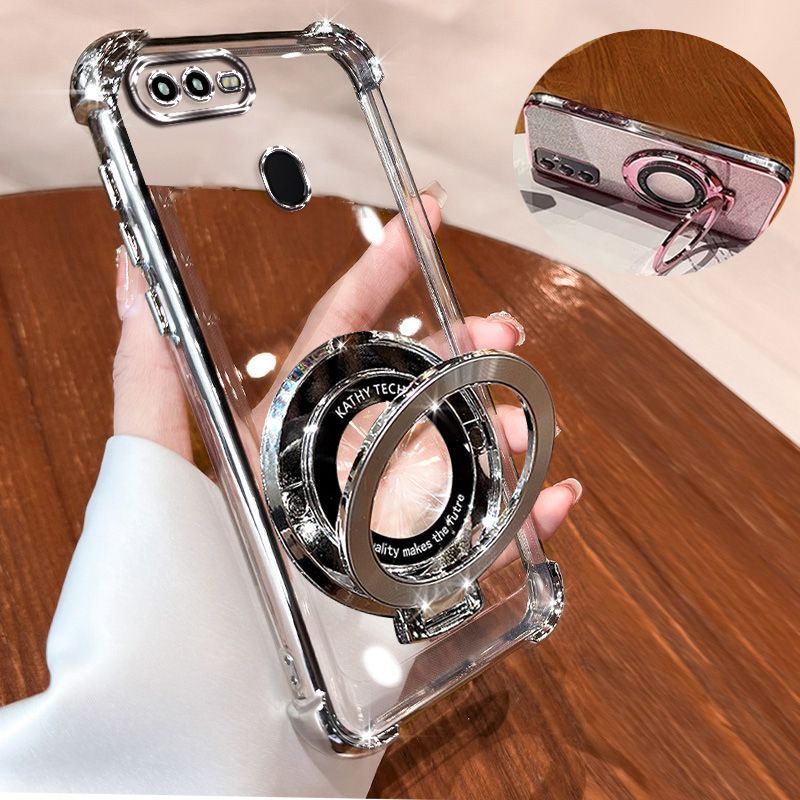Transparent Soft Case for OPPO A7 A5s Fall Prevention Magnetic Kickstand Luxury Phone Case Protective Cover for OPPO A12