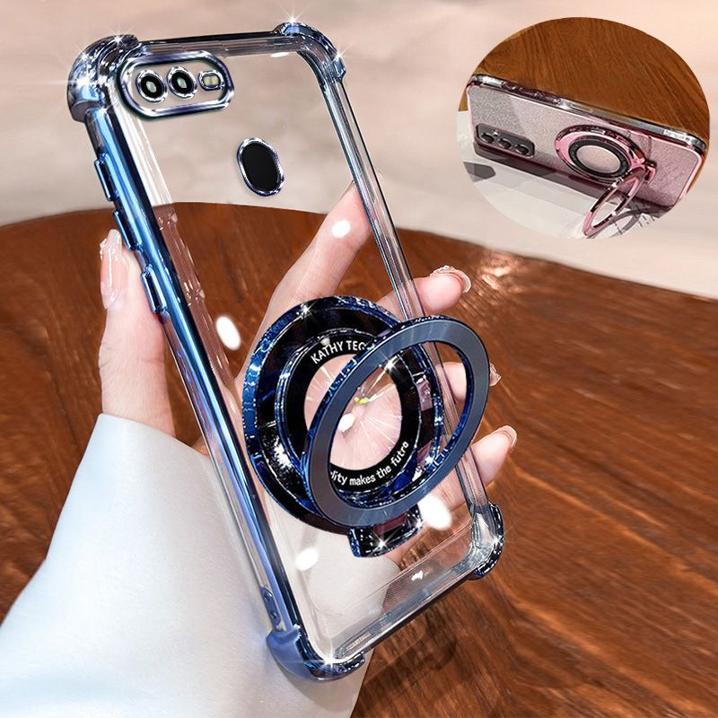 Transparent Soft Case for OPPO A7 A5s Fall Prevention Magnetic Kickstand Luxury Phone Case Protective Cover for OPPO A12