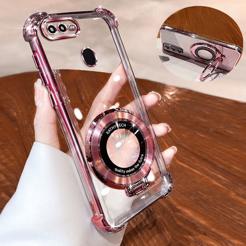 Transparent Soft Case for OPPO A7 A5s Fall Prevention Magnetic Kickstand Luxury Phone Case Protective Cover for OPPO A12