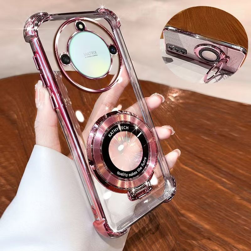 Transparent Soft Case for Honor X9a X9B Fall Prevention Magnetic Kickstand Luxury Phone Case Protective Cover